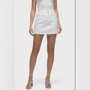 NWT Hudson The Viper Tattered White Cotton Jean Mini Skirt Size 26